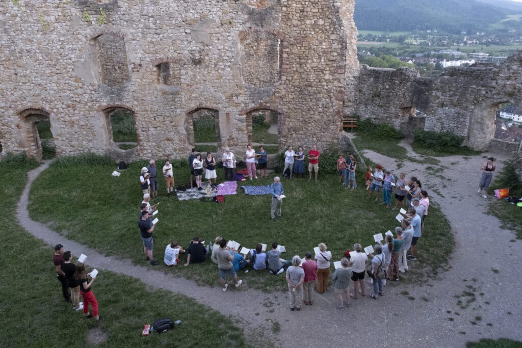 Singing at the castle